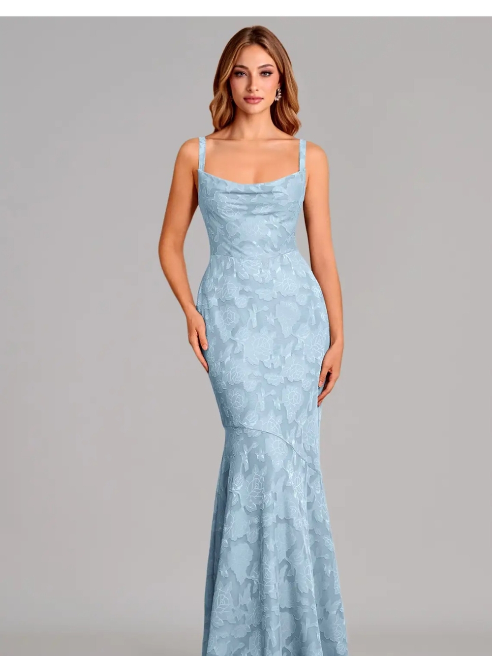 Sky Blue Floral Burnout Mermaid Evening Dress Azazie Aubrey